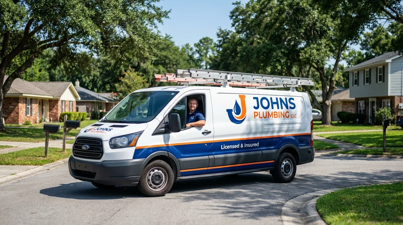 Johns Plumbing LLC service van in Hillsdale, NJ