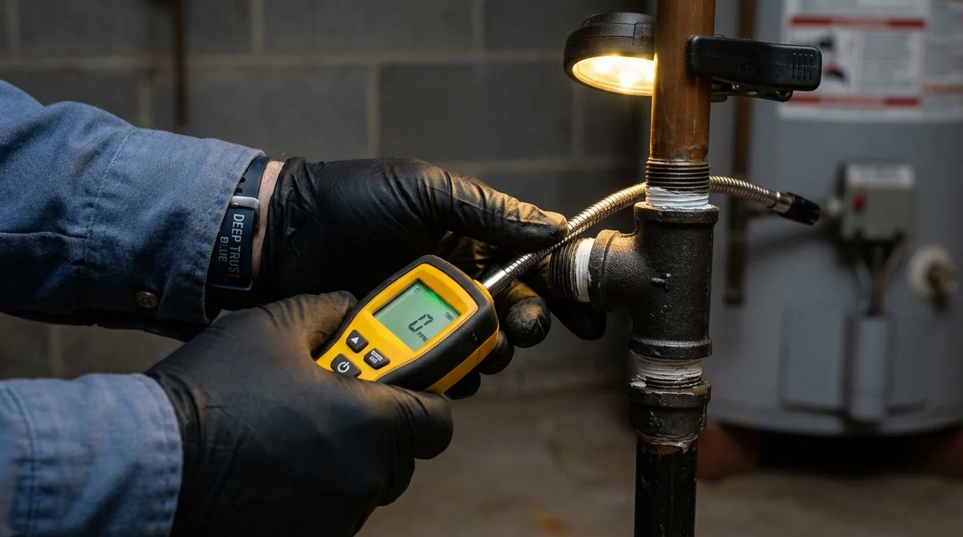 Gas leak detection with electronic sniffer by Johns Plumbing LLC in Hillsdale