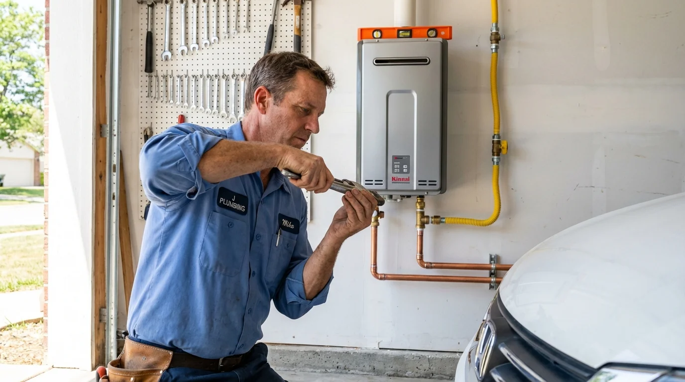 Tankless water heater installation by a Johns Plumbing LLC plumber in Hillsdale